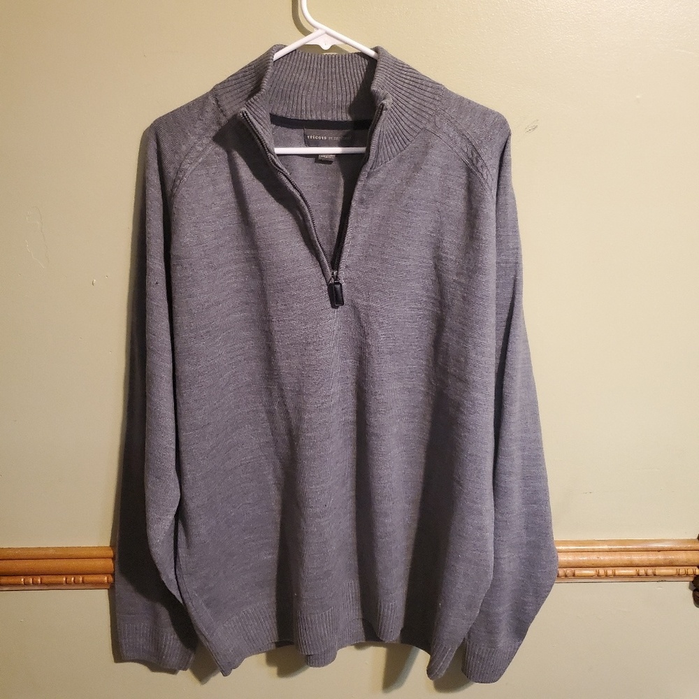Tricots St Raphael Mens Xl Gray 1/4 zip sweater